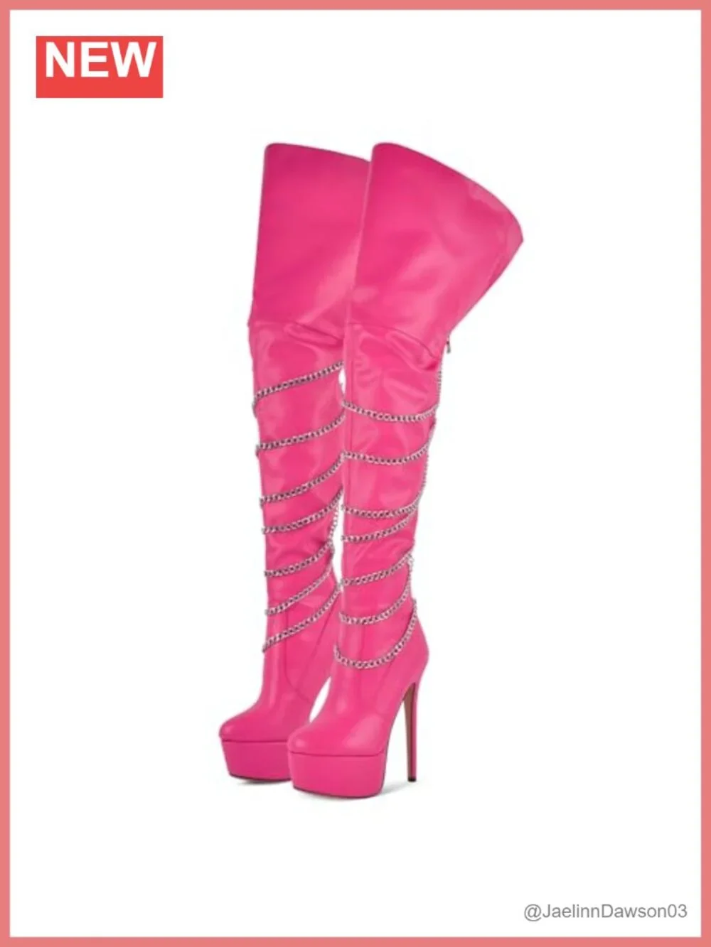 Women's Stiletto Platform Over the Knee Boots with Chains, Party Wedding